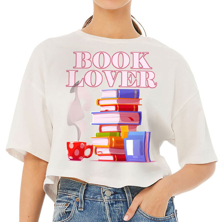 Book Lover Women's Crop Tee Shirt - Best Design Cropped T-Shirt - Cute Design Crop Top - Blue Force Sports