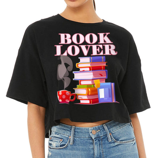 Book Lover Women's Crop Tee Shirt - Best Design Cropped T-Shirt - Cute Design Crop Top - Blue Force Sports