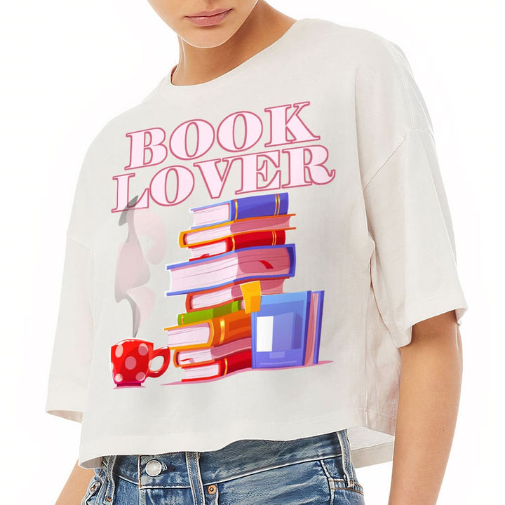 Book Lover Women's Crop Tee Shirt - Best Design Cropped T-Shirt - Cute Design Crop Top - Blue Force Sports