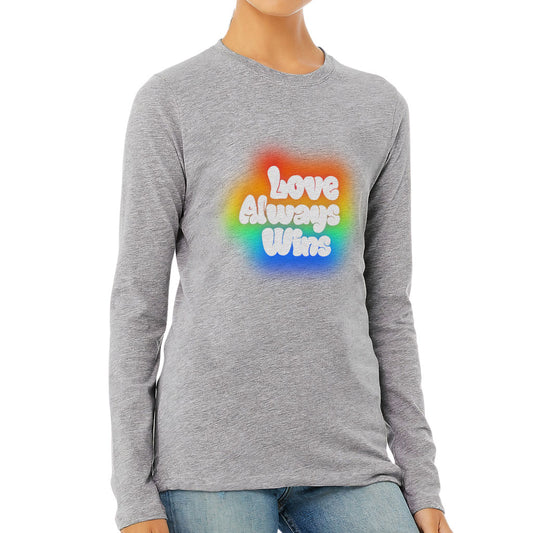 Love Always Wins Women's Long Sleeve T-Shirt - Colorful Long Sleeve Tee - Kawaii T-Shirt - Blue Force Sports