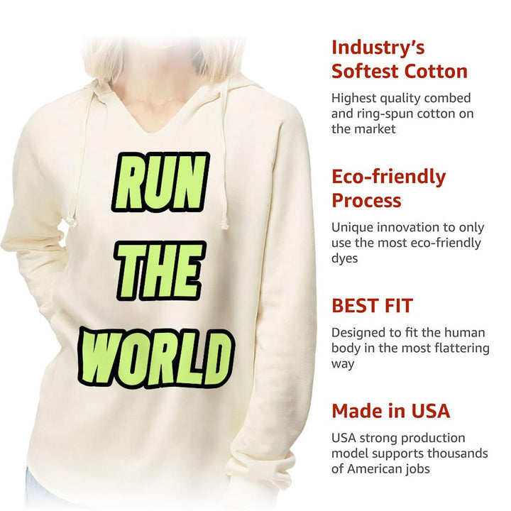 Run the World California Wave Wash Hoodie - Best Quote Hooded Sweatshirt - Cool Graphic Hoodie - Blue Force Sports