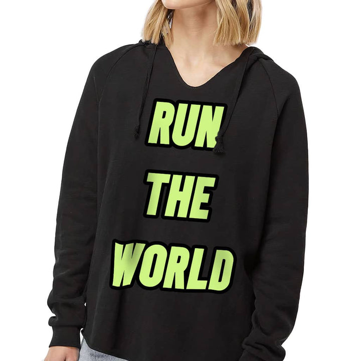 Run the World California Wave Wash Hoodie - Best Quote Hooded Sweatshirt - Cool Graphic Hoodie - Blue Force Sports