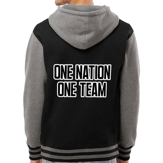 One Nation One Team Varsity Hoodie - Cool Zip Hoodie - Trendy Hooded Sweatshirt - Blue Force Sports