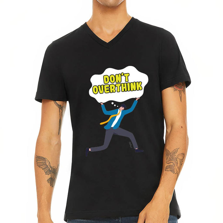 Don't Overthink V-Neck T-Shirt - Graphic T-Shirt - Illustration V-Neck Tee - Blue Force Sports