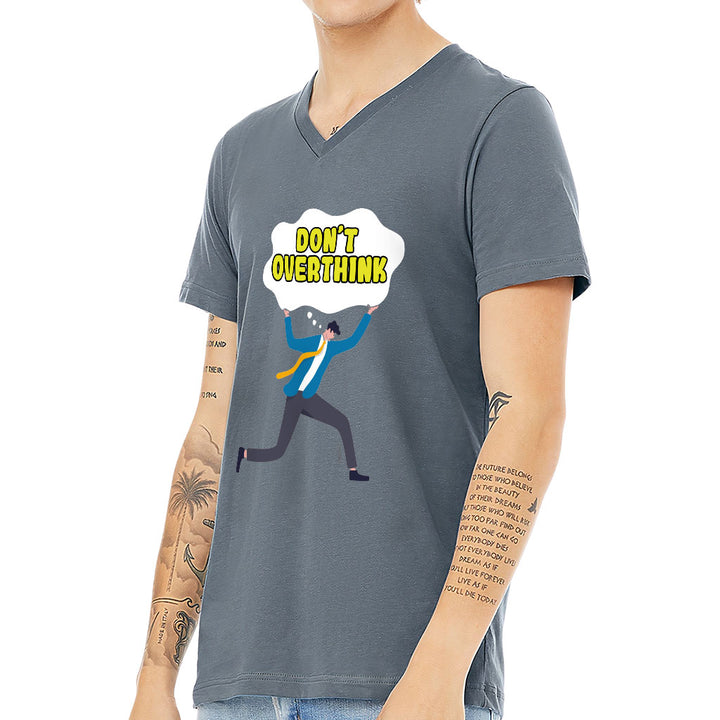 Don't Overthink V-Neck T-Shirt - Graphic T-Shirt - Illustration V-Neck Tee - Blue Force Sports