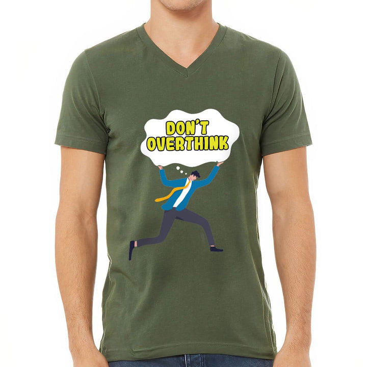 Don't Overthink V-Neck T-Shirt - Graphic T-Shirt - Illustration V-Neck Tee - Blue Force Sports