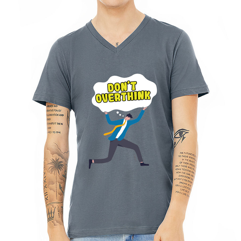 Don't Overthink V-Neck T-Shirt - Graphic T-Shirt - Illustration V-Neck Tee - Blue Force Sports