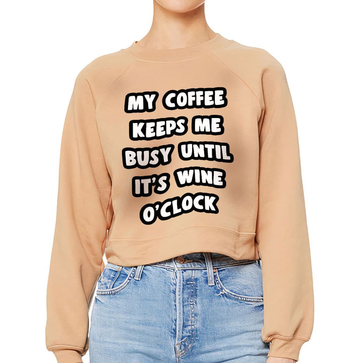 Coffee Until Wine Raglan Pullover - Funny Women's Sweatshirt - Cool Pullover - Blue Force Sports