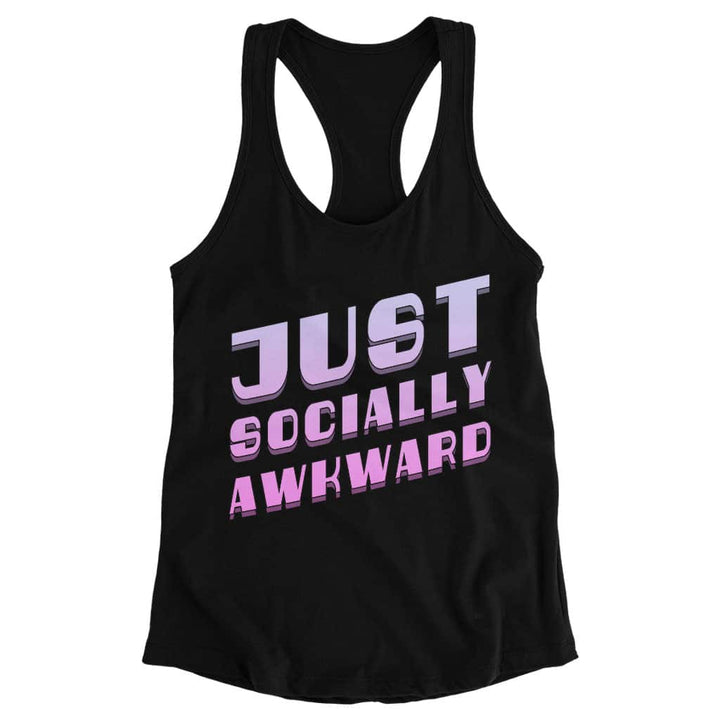 Socially Awkward Racerback Tank - Trendy Tank - Illustration Workout Tank - Blue Force Sports