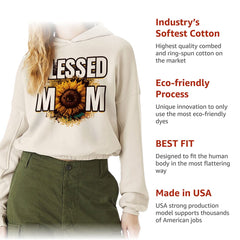 Blessed Mom Cinched Bottom Hoodie - Sunflower Women’s Hoodie - Cute Hooded Sweatshirt