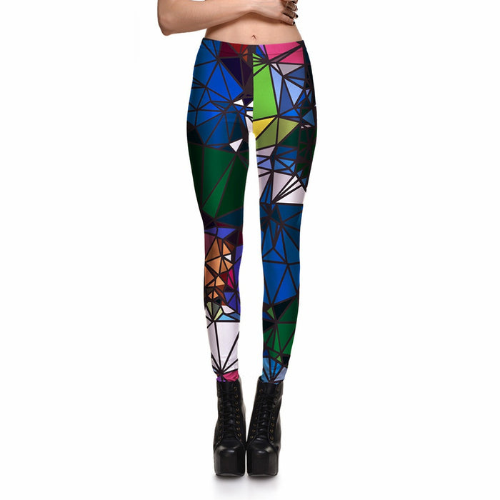 Women's Geometric Printed Leggings - Blue Force Sports