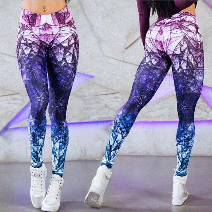 Women's Abstract Printed Leggings - Blue Force Sports