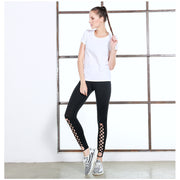 Elastic Waist Women's Nylon Sports Leggings - Blue Force Sports