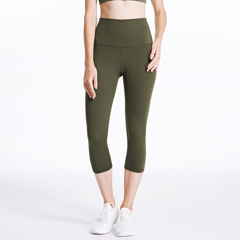 Elastic Waist Women's Nylon Sports Leggings - Blue Force Sports