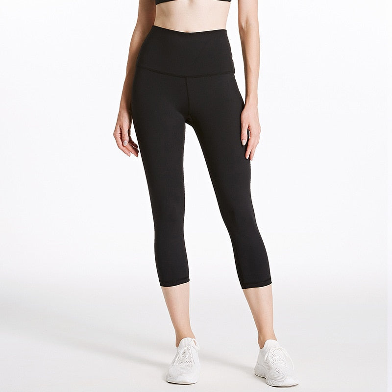 Elastic Waist Women's Nylon Sports Leggings - Blue Force Sports