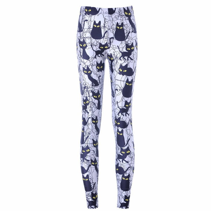 Women's Cute Cat Printed Leggings - Blue Force Sports
