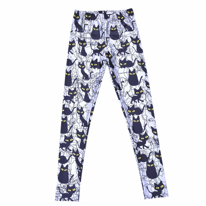 Women's Cute Cat Printed Leggings - Blue Force Sports