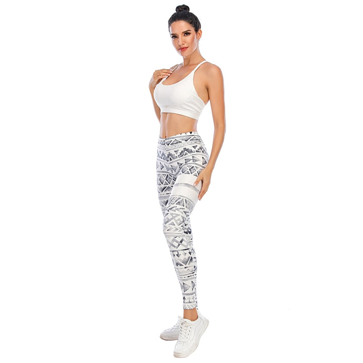 Women's Geometric Print Sports Leggins - Blue Force Sports