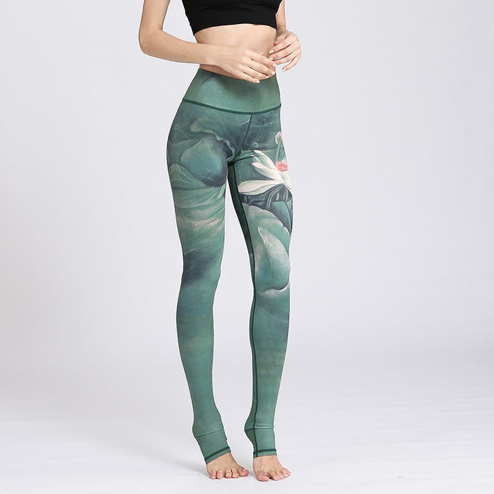 Elastic Printed Women's Yoga Leggings - Blue Force Sports