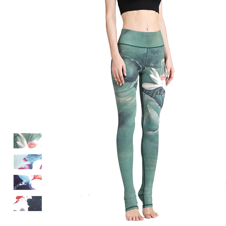 Elastic Printed Women's Yoga Leggings - Blue Force Sports