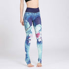 Elastic Printed Women's Yoga Leggings - Blue Force Sports
