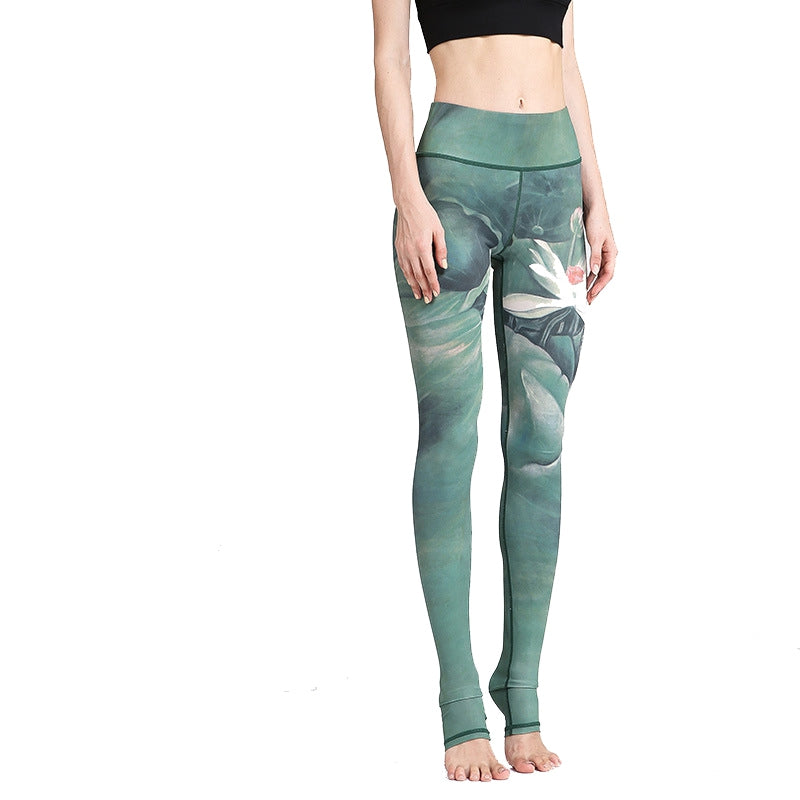 Elastic Printed Women's Yoga Leggings - Blue Force Sports