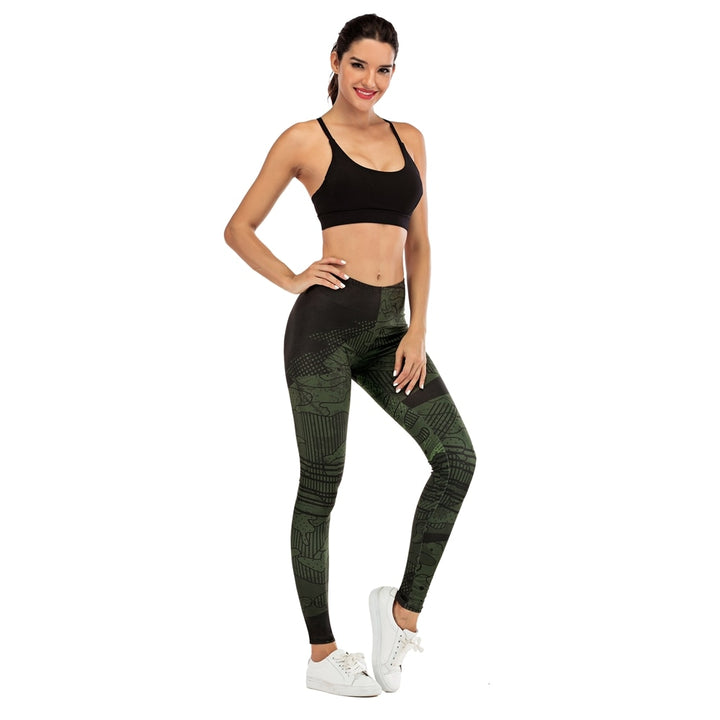 Women's Printed Fitness Leggings - Blue Force Sports