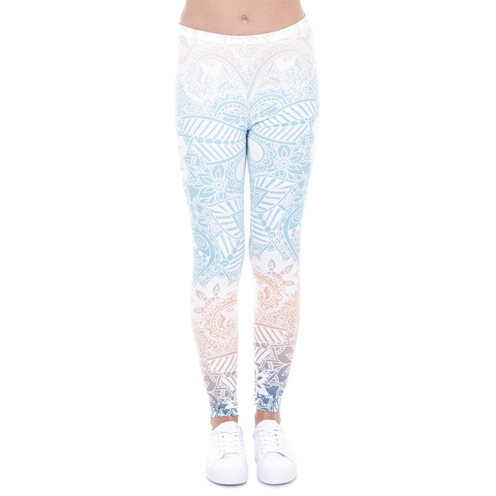 Mint Mandala Printed Leggings - Blue Force Sports