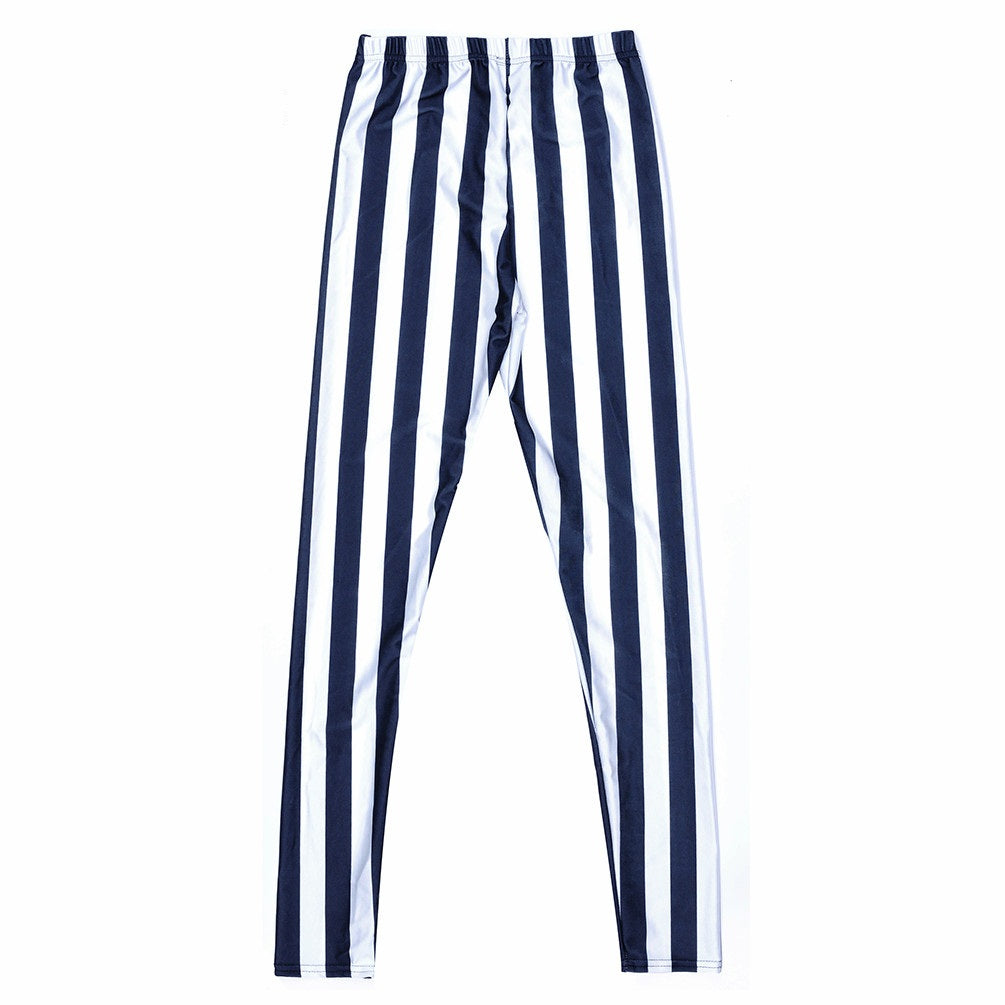 Women's Striped Fitness Leggings - Blue Force Sports