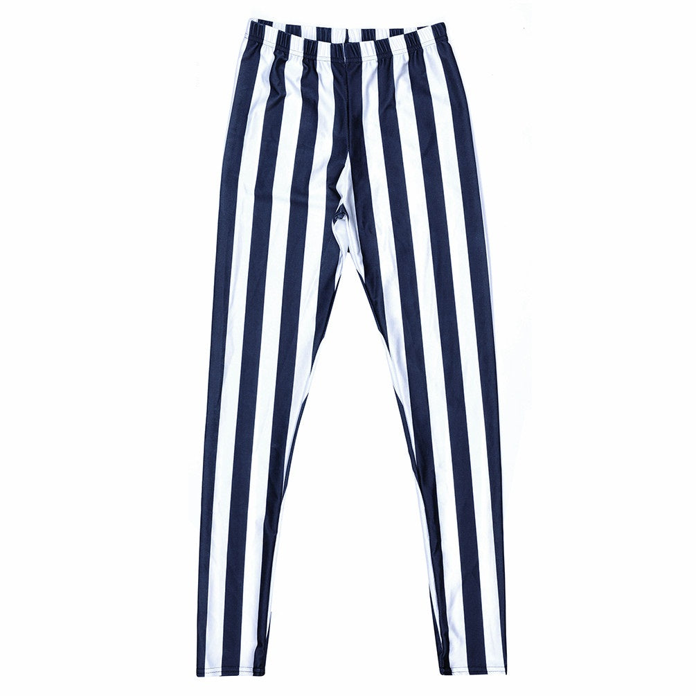 Women's Striped Fitness Leggings - Blue Force Sports