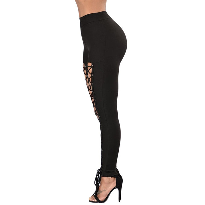 Women's Sexy Lace Up Leggings - Blue Force Sports