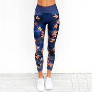 Women's Leaf Patterned Sport Leggings - Blue Force Sports