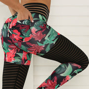 Floral Printed Push Up Leggings - Blue Force Sports