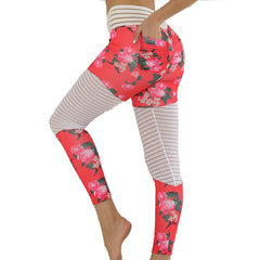 Floral Printed Push Up Leggings - Blue Force Sports