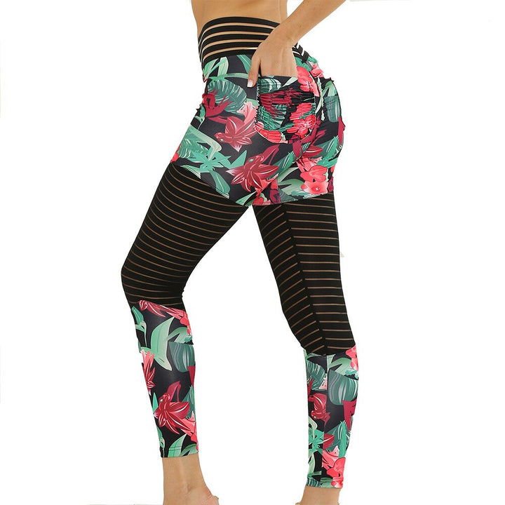 Floral Printed Push Up Leggings - Blue Force Sports