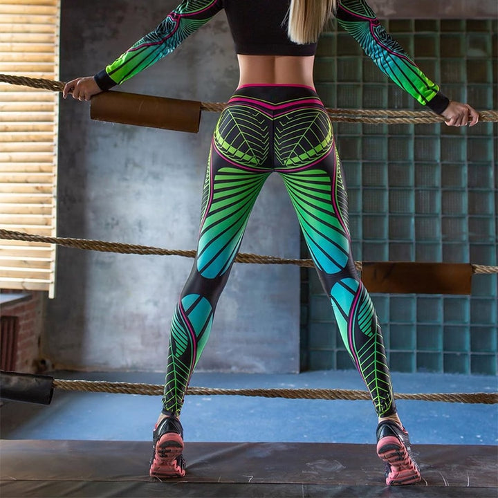 Women's Colorful Printed Fitness Leggings - Blue Force Sports