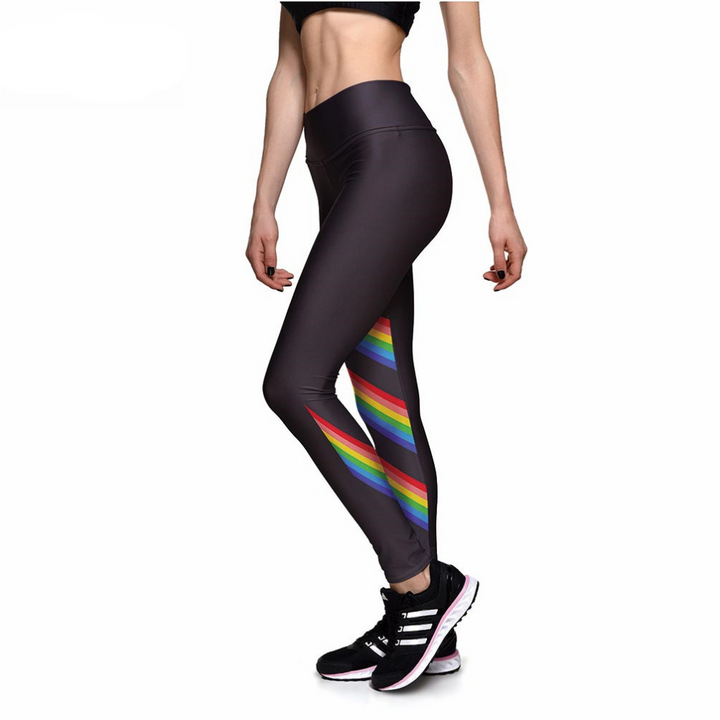 Women's Rainbow Printed Fitness Leggings - Blue Force Sports