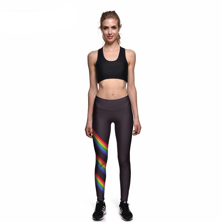 Women's Rainbow Printed Fitness Leggings - Blue Force Sports