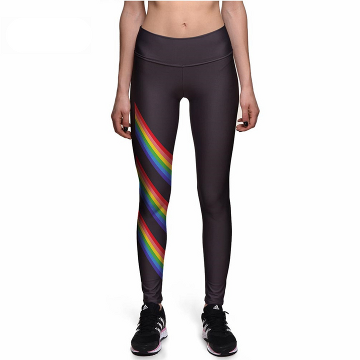 Women's Rainbow Printed Fitness Leggings - Blue Force Sports