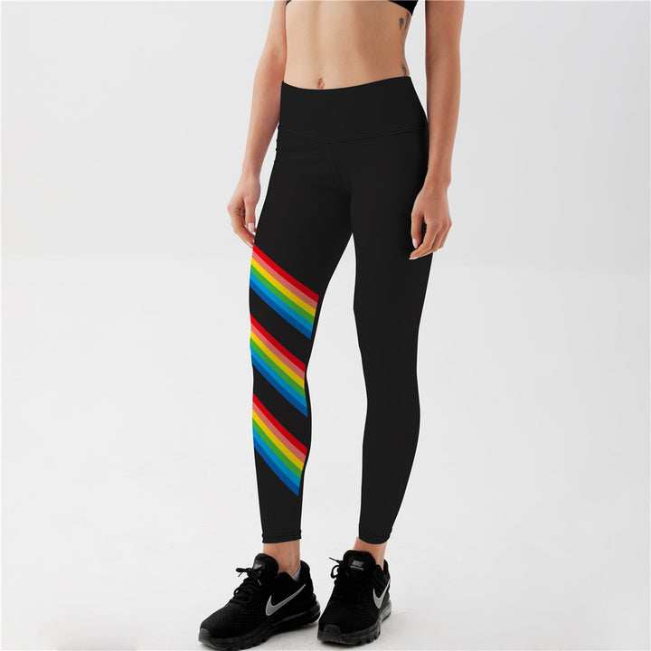 Women's Rainbow Printed Fitness Leggings - Blue Force Sports