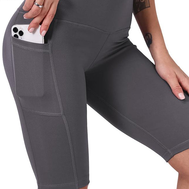 Solid Color Leggings with Pocket for Women - Blue Force Sports