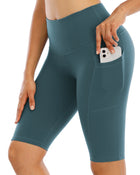 Solid Color Leggings with Pocket for Women - Blue Force Sports