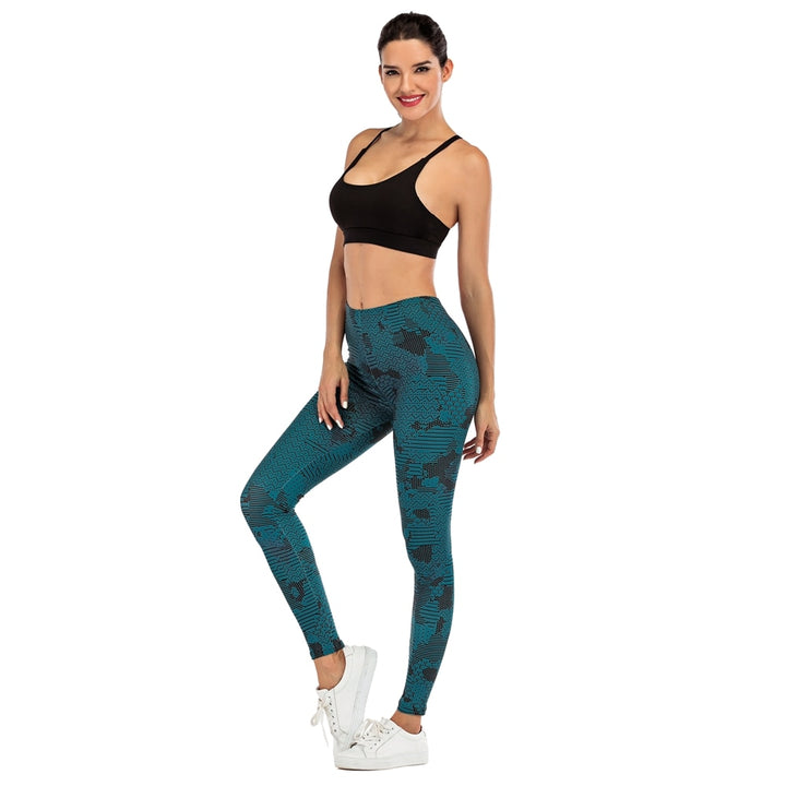 Women's Ocean Blue Sports Leggings - Blue Force Sports