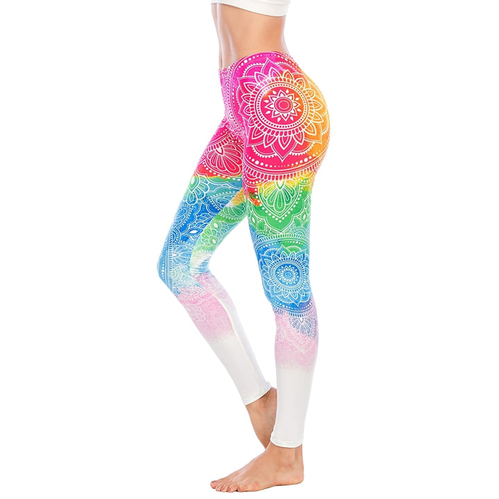 Women's Rainbow Boho Style Leggings - Blue Force Sports