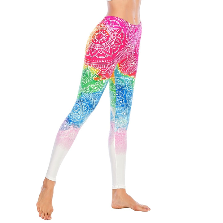 Women's Rainbow Boho Style Leggings - Blue Force Sports