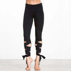 Women's Elastic Yoga Pants with Bandage Straps - Blue Force Sports