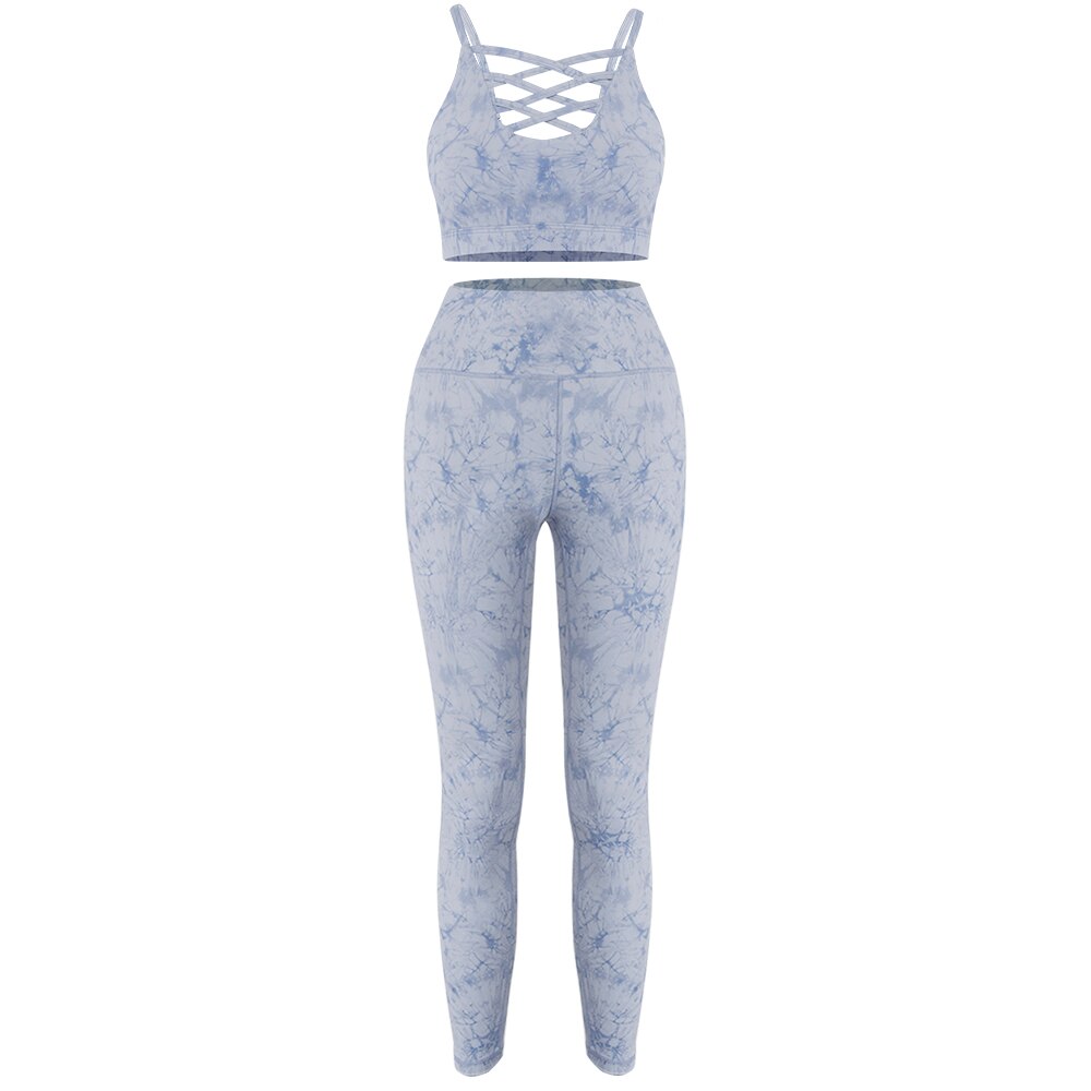 Women's Tie Dye Textured Push Up Leggings - Blue Force Sports