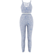 Women's Tie Dye Textured Push Up Leggings - Blue Force Sports