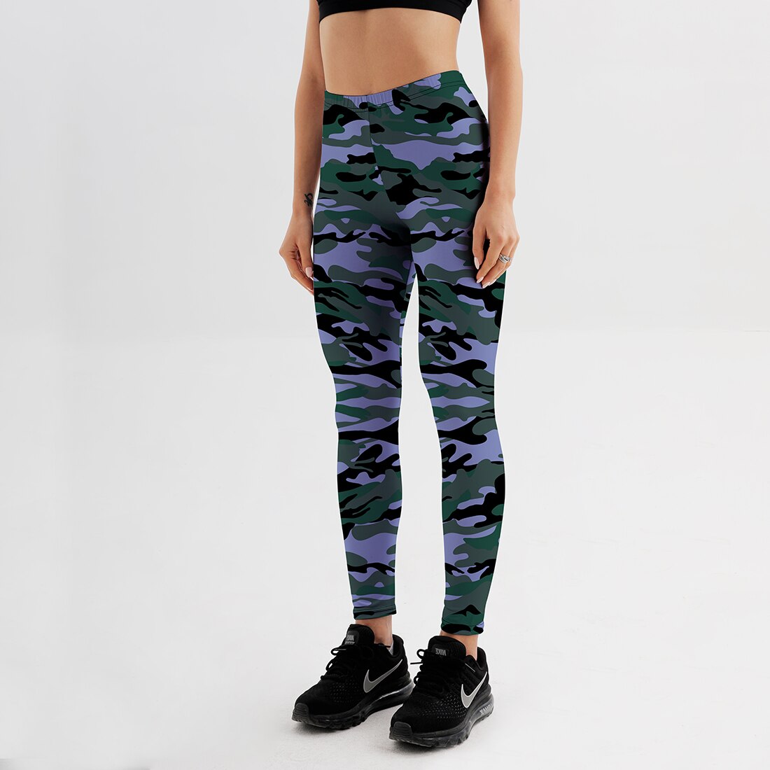 Women's Camouflage Running Leggings - Blue Force Sports