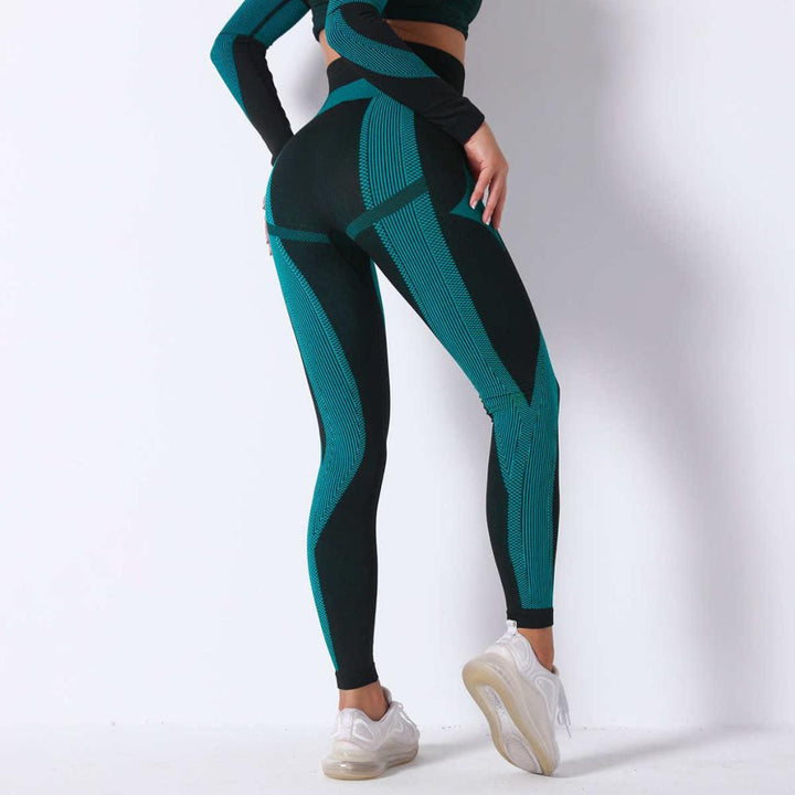 Fitness Seamless Leggings with Geometric Print - Blue Force Sports